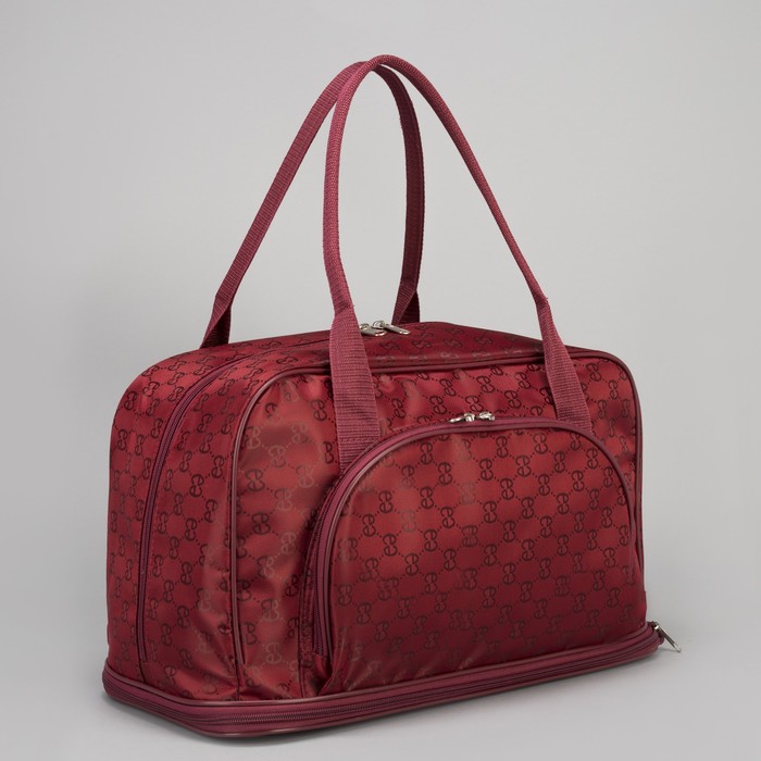 Сумка дорожная "Узоры", отдел на молнии, наружный карман, длинный ремень, цвет бордовый