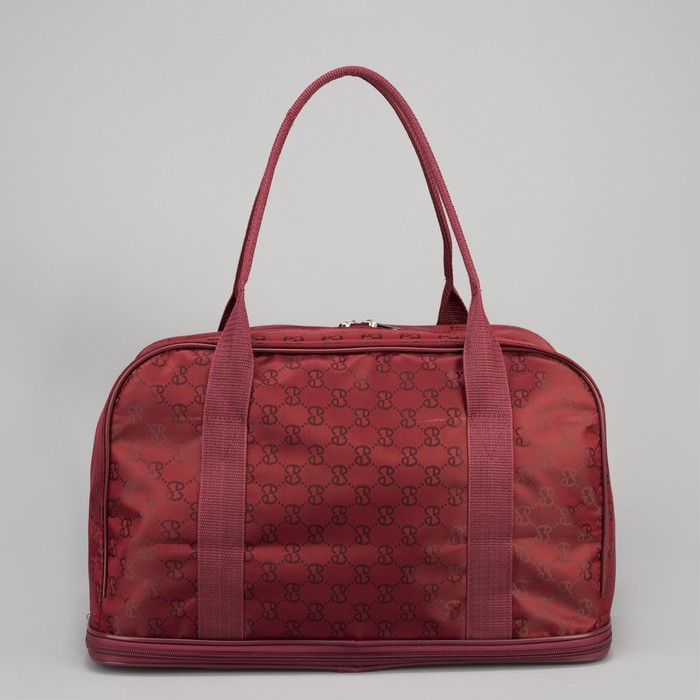 Сумка дорожная "Узоры", отдел на молнии, наружный карман, длинный ремень, цвет бордовый