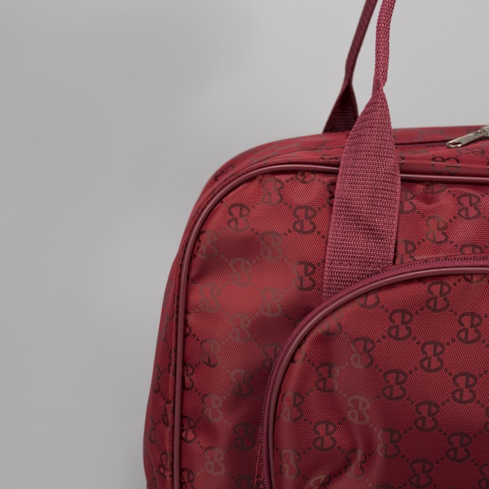 Сумка дорожная "Узоры", отдел на молнии, наружный карман, длинный ремень, цвет бордовый