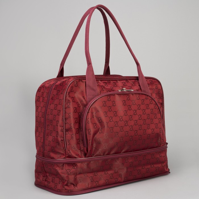 Сумка дорожная "Узоры", отдел на молнии, наружный карман, длинный ремень, цвет бордовый