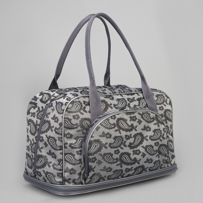 Сумка дорожная, отдел на молнии, наружный карман, длинный ремень, цвет серый