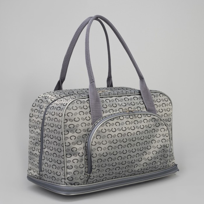 Сумка дорожная "Буквы", отдел на молнии, наружный карман, длинный ремень, цвет серый