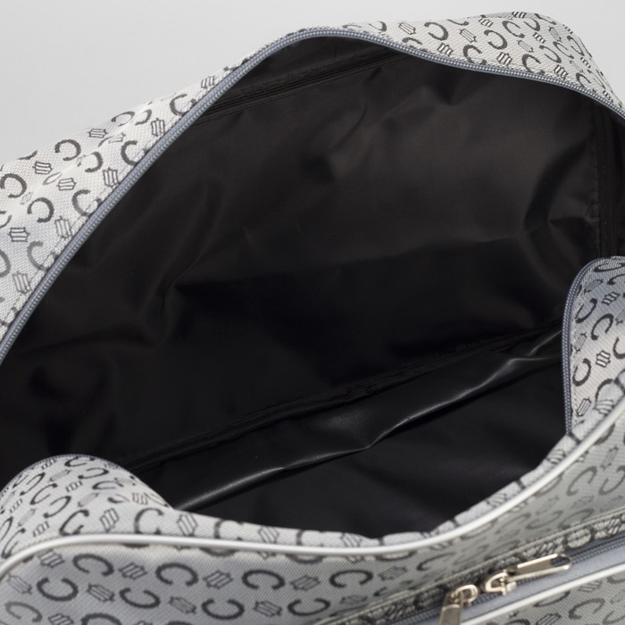 Сумка дорожная "Буквы", отдел на молнии, наружный карман, длинный ремень, цвет серый