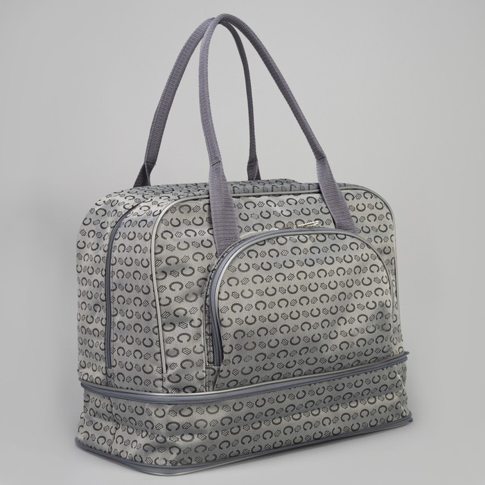 Сумка дорожная "Буквы", отдел на молнии, наружный карман, длинный ремень, цвет серый