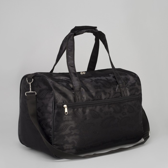 Сумка дорожная, отдел на молнии, наружный карман, длинный ремень, цвет чёрный