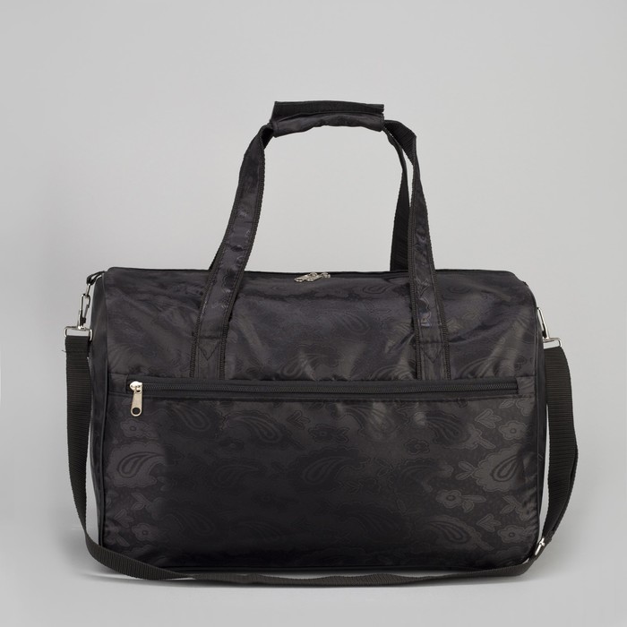 Сумка дорожная, отдел на молнии, наружный карман, длинный ремень, цвет чёрный