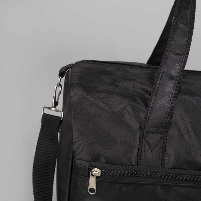 Сумка дорожная, отдел на молнии, наружный карман, длинный ремень, цвет чёрный