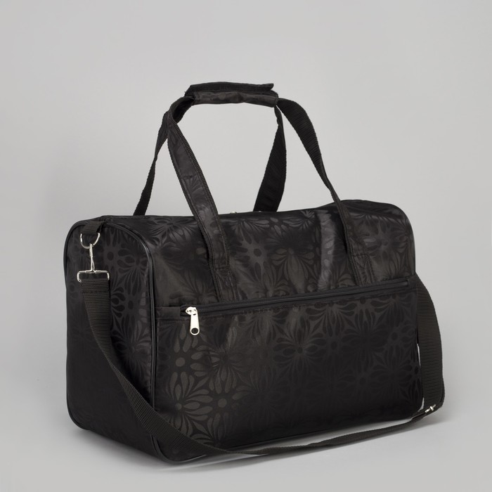 Сумка дорожная "Герберы", отдел на молнии, наружный карман, длинный ремень, цвет чёрный