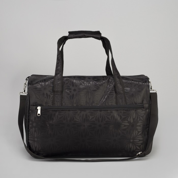 Сумка дорожная "Герберы", отдел на молнии, наружный карман, длинный ремень, цвет чёрный