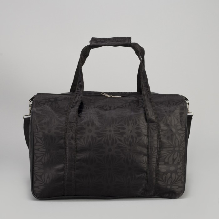 Сумка дорожная "Герберы", отдел на молнии, наружный карман, длинный ремень, цвет чёрный