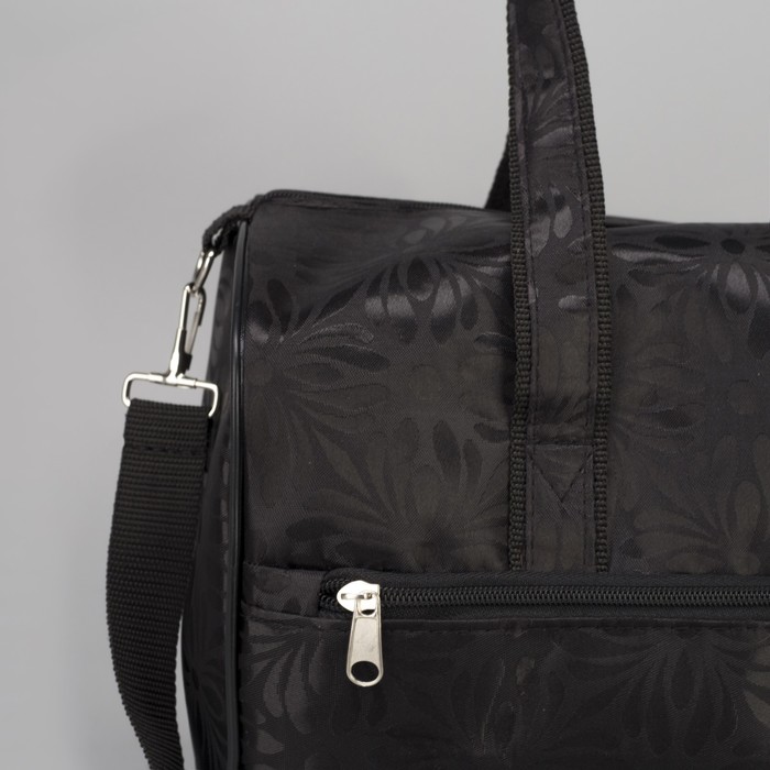 Сумка дорожная "Герберы", отдел на молнии, наружный карман, длинный ремень, цвет чёрный