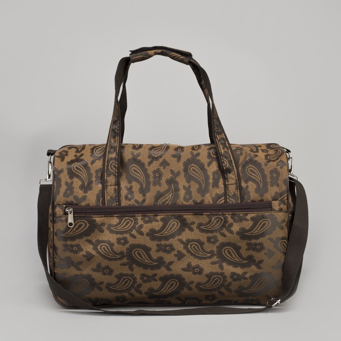 Сумка дорожная, отдел на молнии, наружный карман, длинный ремень, цвет коричневый