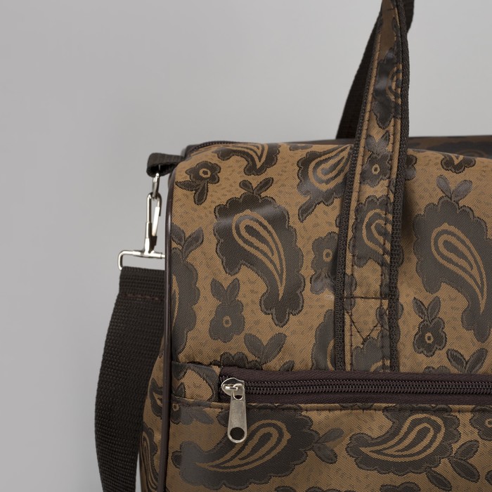 Сумка дорожная, отдел на молнии, наружный карман, длинный ремень, цвет коричневый