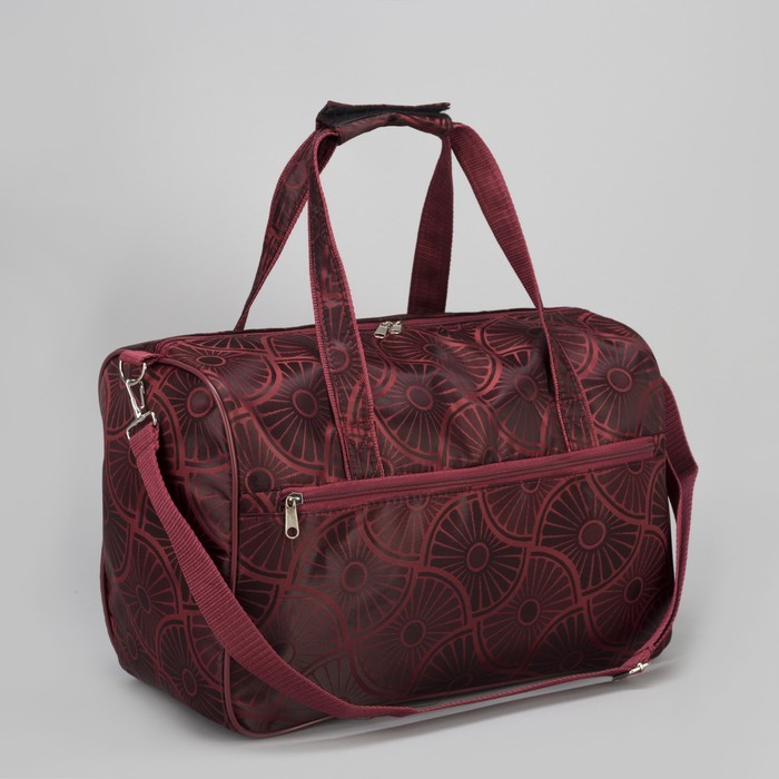 Сумка дорожная "Ромашки", отдел на молнии, наружный карман, длинный ремень, цвет бордовый
