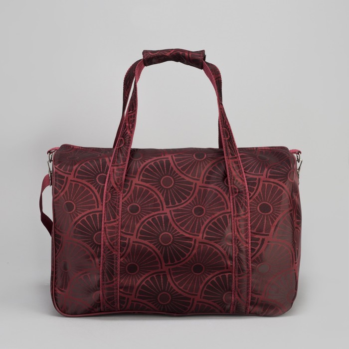 Сумка дорожная "Ромашки", отдел на молнии, наружный карман, длинный ремень, цвет бордовый