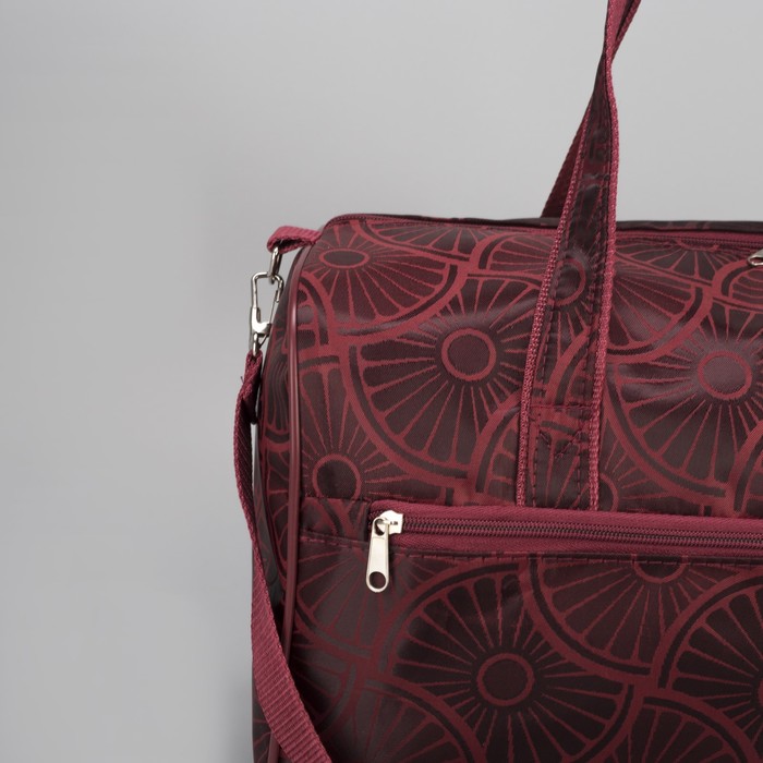 Сумка дорожная "Ромашки", отдел на молнии, наружный карман, длинный ремень, цвет бордовый