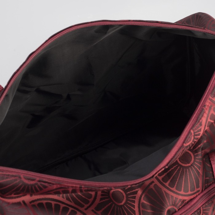 Сумка дорожная "Ромашки", отдел на молнии, наружный карман, длинный ремень, цвет бордовый