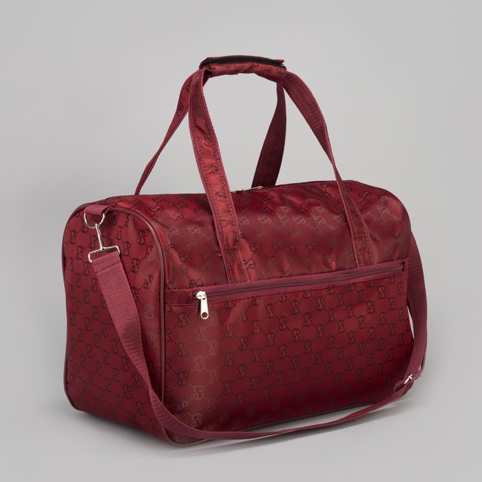 Сумка дорожная "Узоры", отдел на молнии, наружный карман, длинный ремень, цвет бордовый