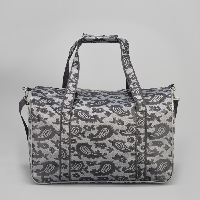 Сумка дорожная, отдел на молнии, наружный карман, длинный ремень, цвет серый