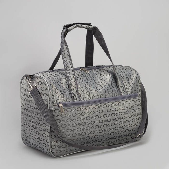 Сумка дорожная "Буквы", отдел на молнии, наружный карман, длинный ремень, цвет серый