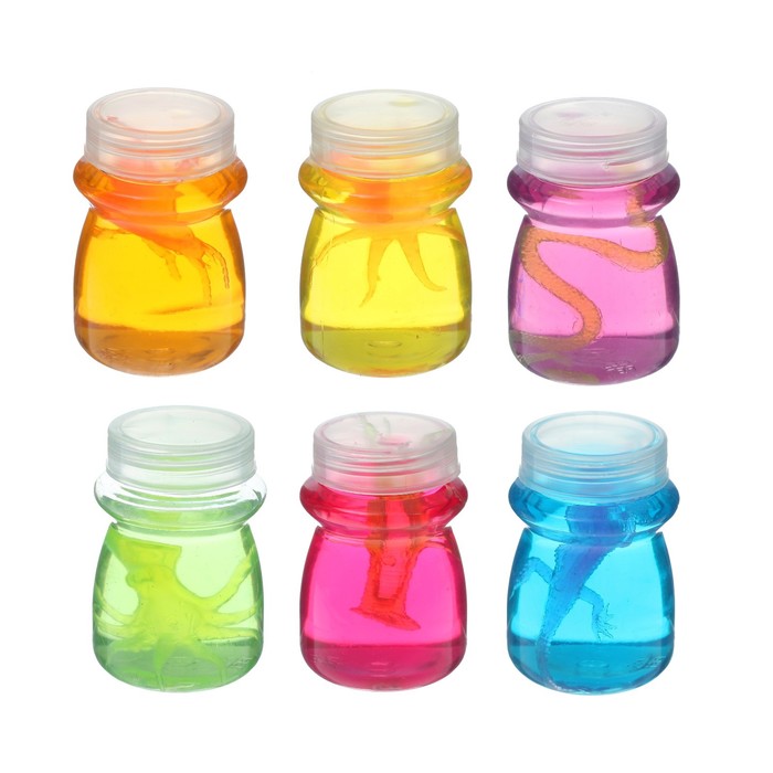 Лизун "Баночка" твердый внутри насекомые, цвета МИКС