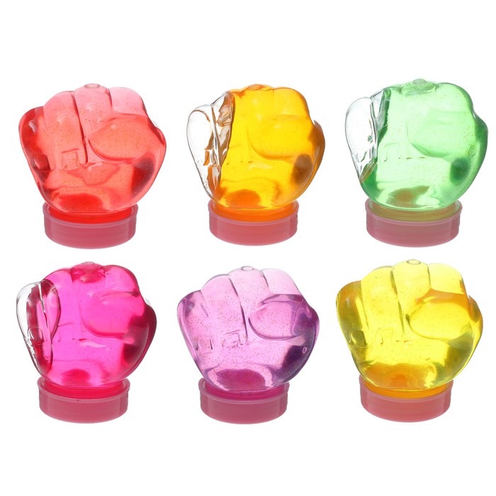 Лизун "Кулак" твердый с блестками, цвета МИКС