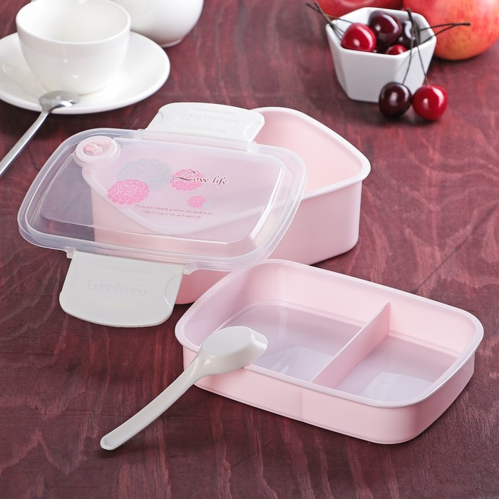 Ланч-бокс 2 уровня 19х14,5х10 см , цвета МИКС