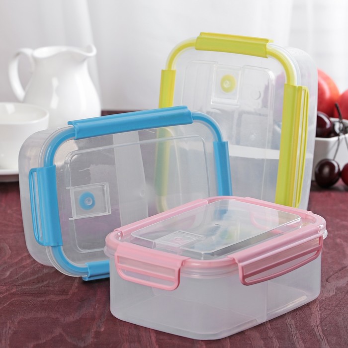 Ланч-бокс 2 отделения 19x14x7 см, цвета МИКС