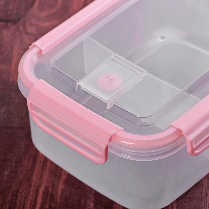 Ланч-бокс 2 отделения 19x14x7 см, цвета МИКС