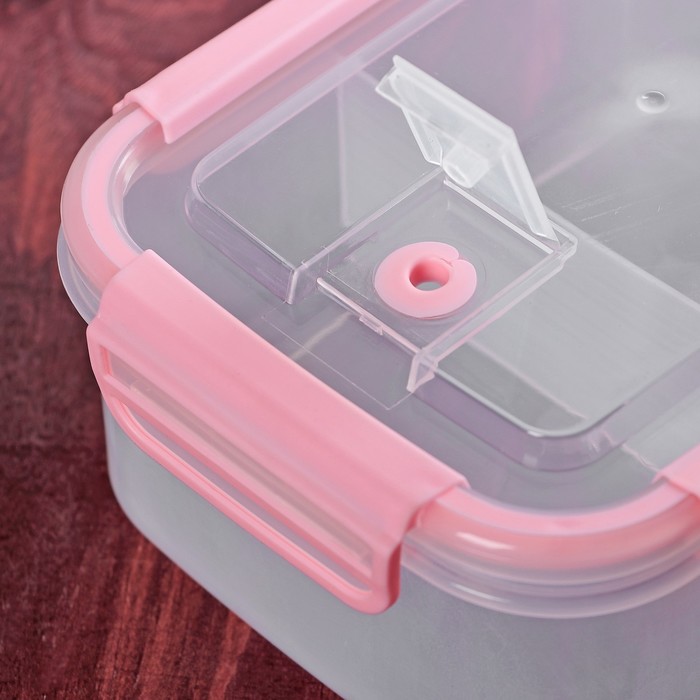 Ланч-бокс 2 отделения 19x14x7 см, цвета МИКС