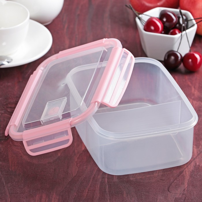 Ланч-бокс 2 отделения 19x14x7 см, цвета МИКС