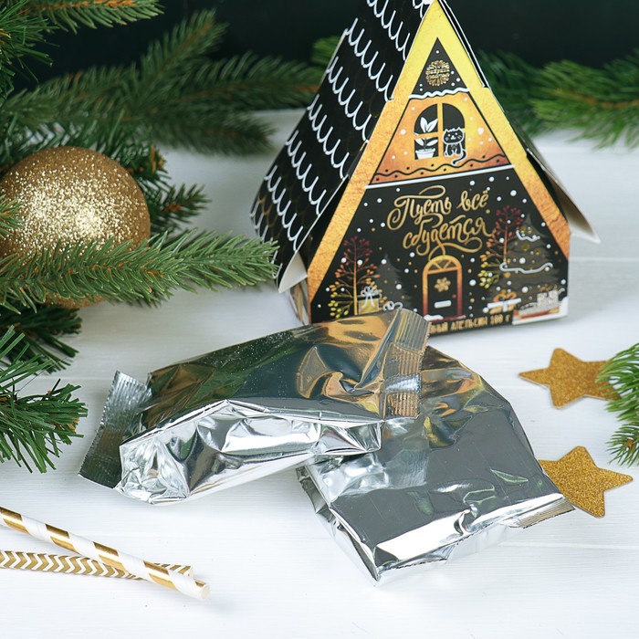 Чай пряный апельсин в фигурной коробке "Пусть все сбудется", 100 г