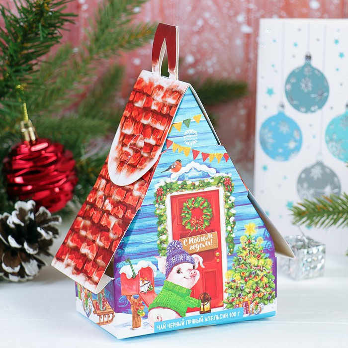 Чай пряный апельсин в фигурной коробке "С Новым годом", 100 г