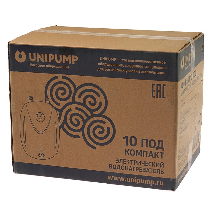 Водонагреватель UNIPUMP КОМПАКТ 10 под, накопительный, 1500 Вт, 10 л, белый
