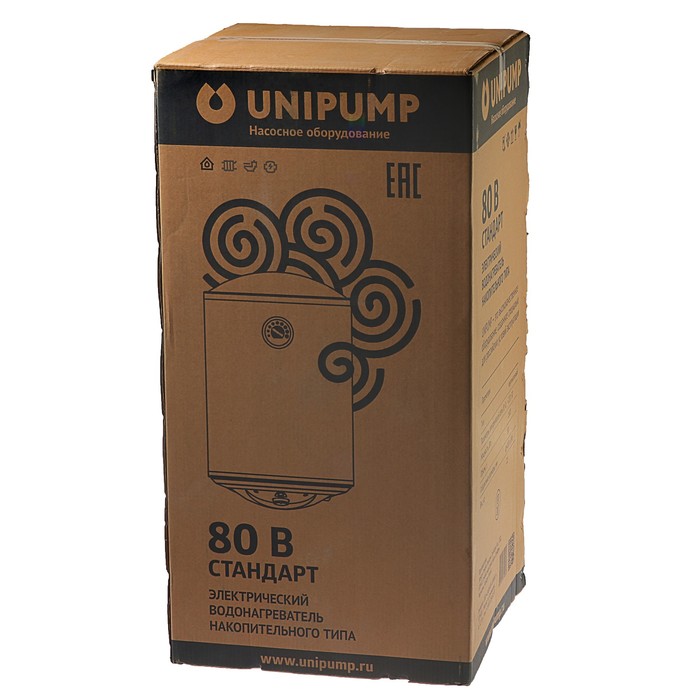 Водонагреватель UNIPUMP СТАНДАРТ 80 В, накопительный, 1500 Вт, 80 л, белый