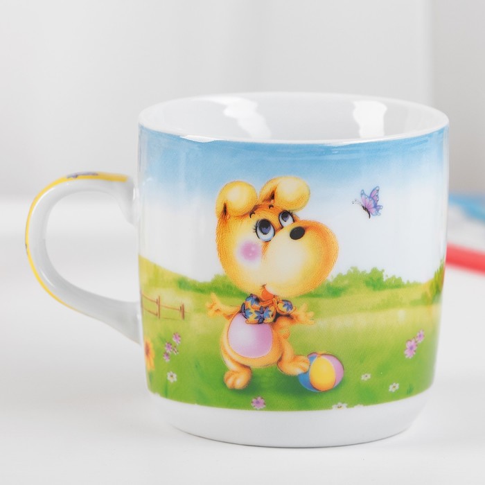 Набор детской посуды 3 предмета "Дружок" кружка 230 мл, миска 400 мл, тарелка d=18 см