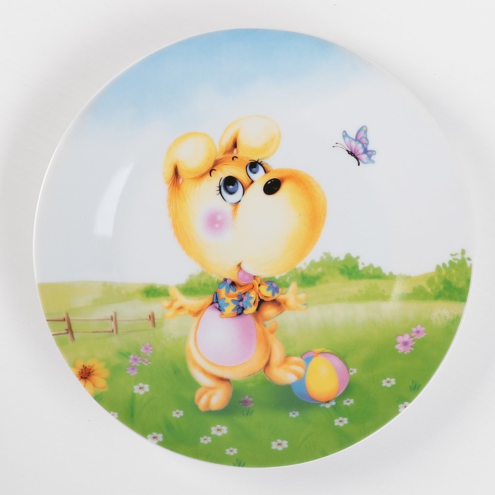 Набор детской посуды 3 предмета "Дружок" кружка 230 мл, миска 400 мл, тарелка d=18 см