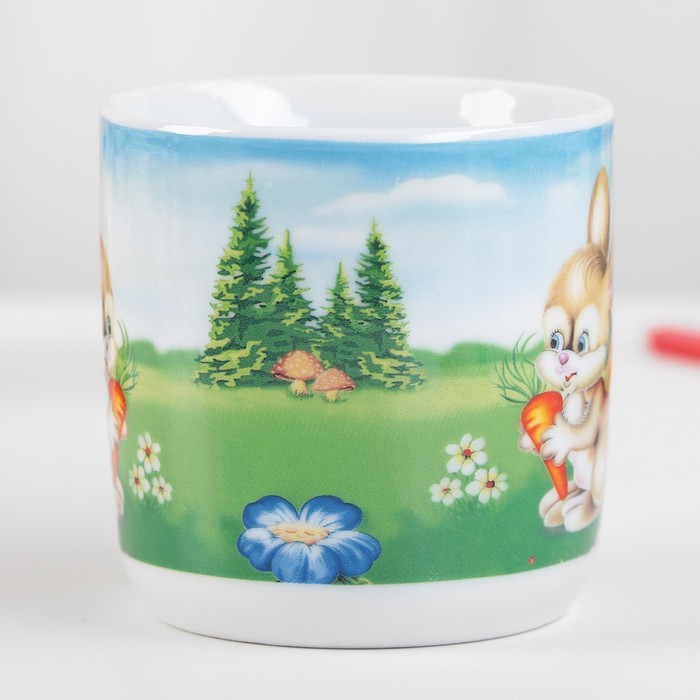 Набор детской посуды 3 предмета "Зайка" кружка 230 мл, миска 400 мл, тарелка d=18 см