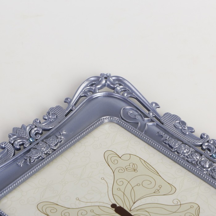 Фоторамка пластик 13х18 см "Цветение" металлик стразы МИКС 23х18 см