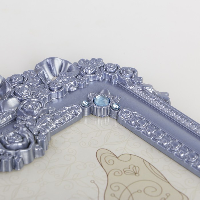 Фоторамка пластик 10х15 см "Венок из роз" металлик стразы МИКС 22х15 см