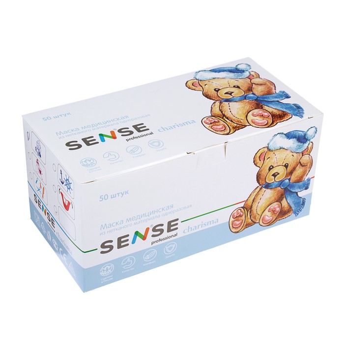 Маска 3-х слойная на резинке с рисунком "Charisma" Мишки