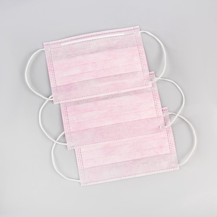 Маска детская, 3-х слойная, розовая
