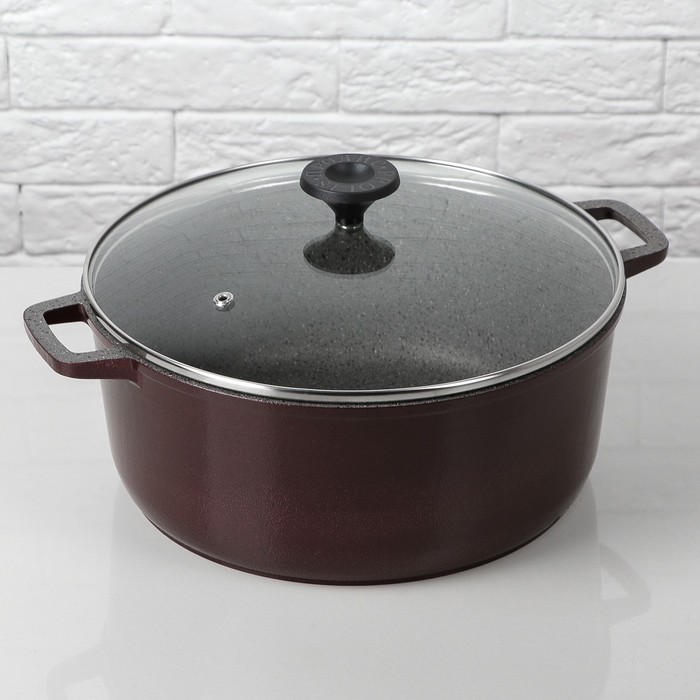 Кастрюля 5 л с внутренним антипригарным и внешним декоративным покрытием "Metallic Borderaux   38475