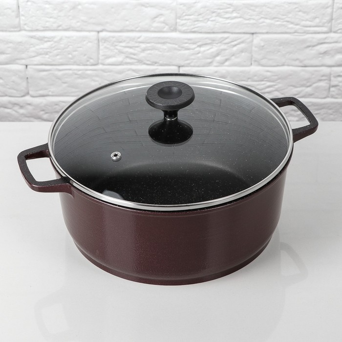 Кастрюля 4 л с антипригарным покрытием, со стеклянной крышкой "Metallic Borderaux"