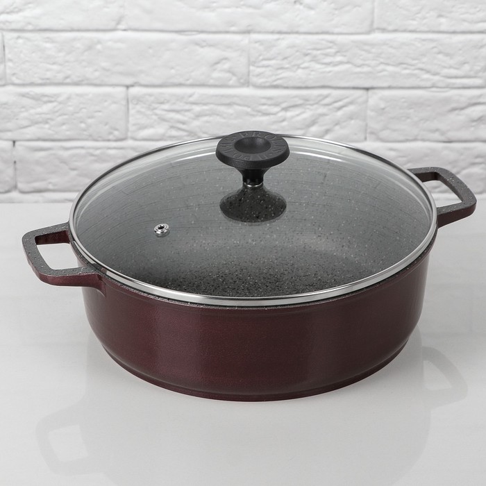 Кастрюля 3 л с антипригарным покрытием, со стеклянной крышкой "Metallic Borderaux"