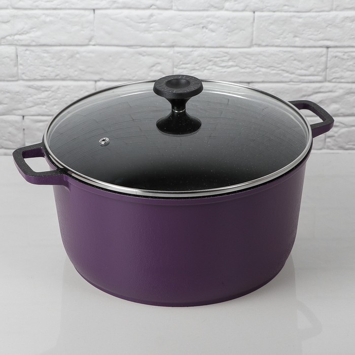 Кастрюля 6 л с антипригарным покрытием, со стеклянной крышкой "Semi-Matte Violet"