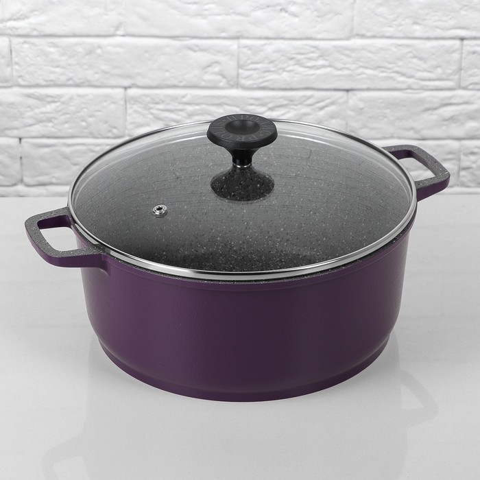 Кастрюля 4 л с антипригарным покрытием, со стеклянной крышкой "Semi-Matte Violet"