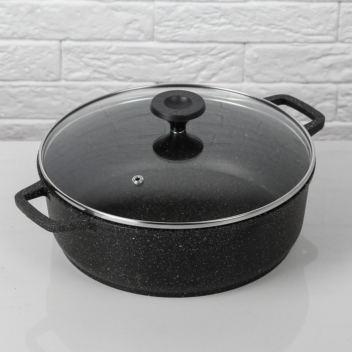 Кастрюля 3 л с внутренним и внешним антипригарным  покрытием со стеклянной крышкой