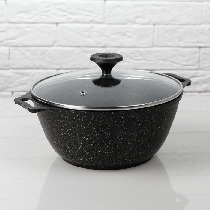 Казан 2,5 л с внутренним и внешним антипригарным  покрытием со стеклянной крышкой