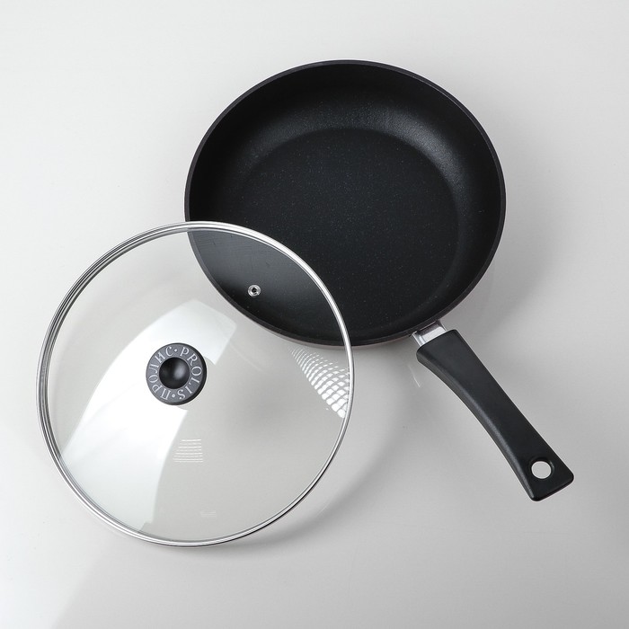 Сковорода 27 см, с антипригарным покрытием, со стеклянной крышкой "Metallic Borderaux"